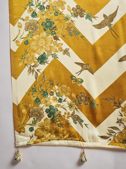 Yellow Pure Semi Modal Japan Silk Ajarkh Printed Saree 