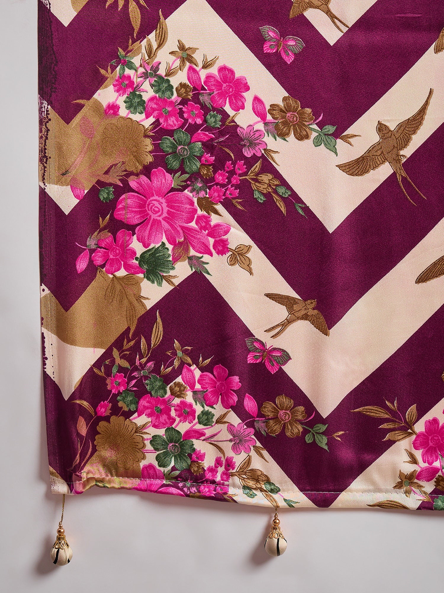 Purple Pure Semi Modal Japan Silk Ajarkh Printed Saree 