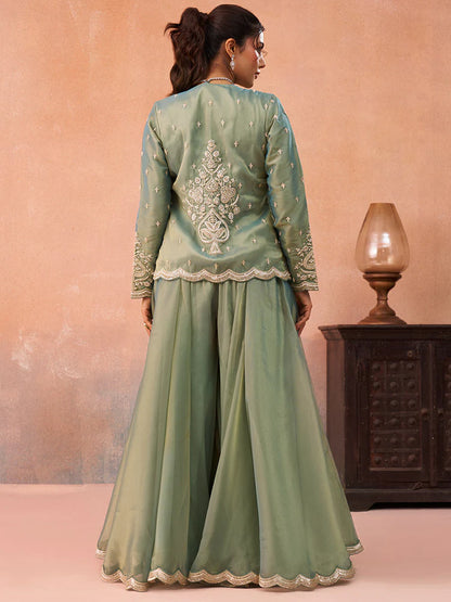 Sage Green Co-Ord Set for Women with Jacket 