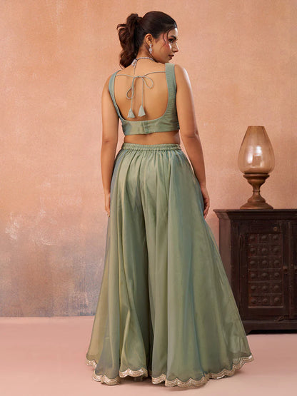 Sage Green Co-Ord Set for Women with Jacket 