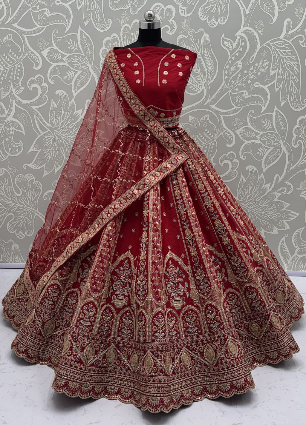 Pink Pure Soft Gadhwal Silk Premium Bridal Lehenga Choli