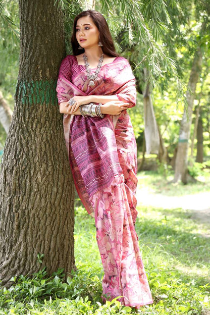 Pink Pure Soft Tussar Silk Saree Tussar Saree Anant Tex Exports Pvt.Ltd..