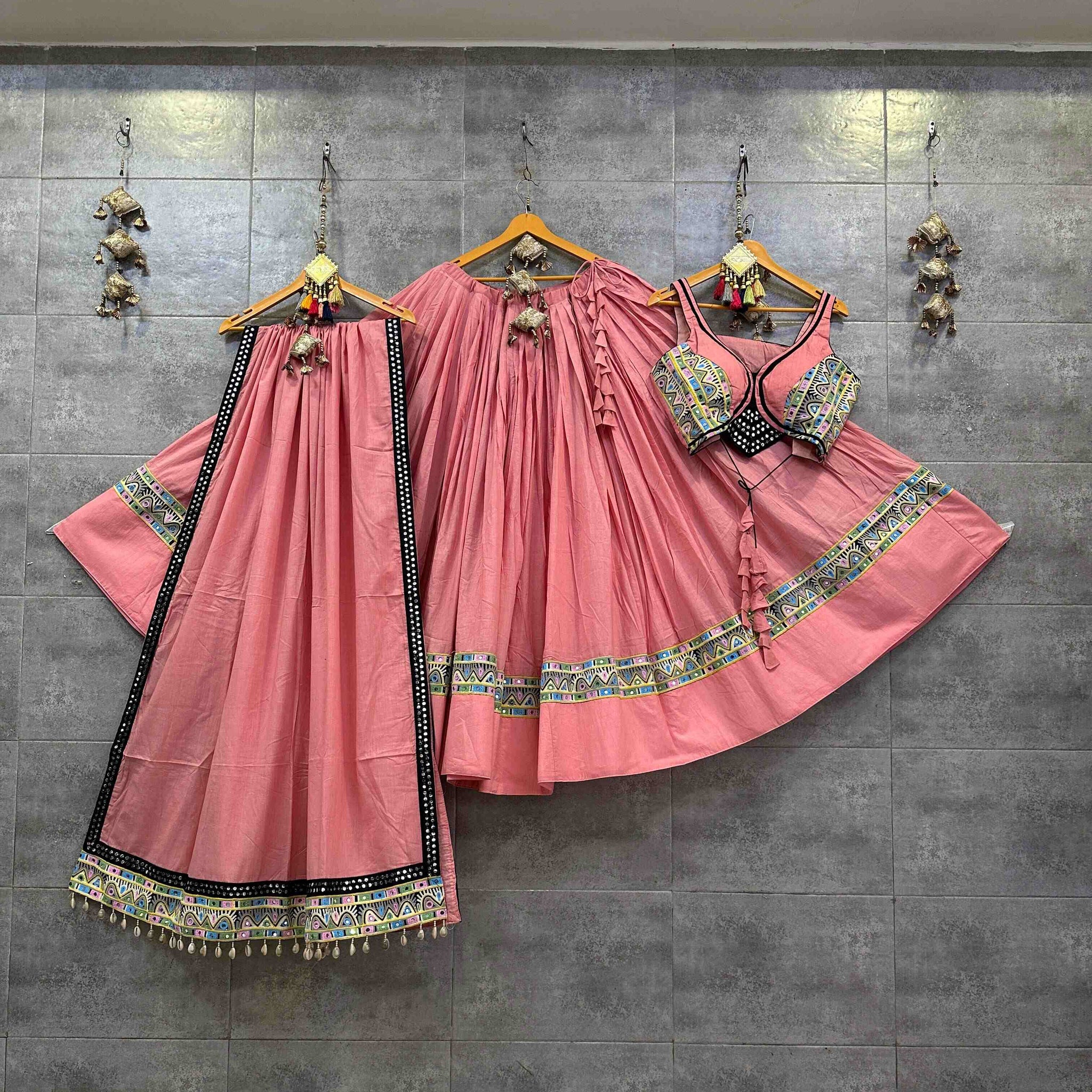 Pastel pink chaniya choli cotton set