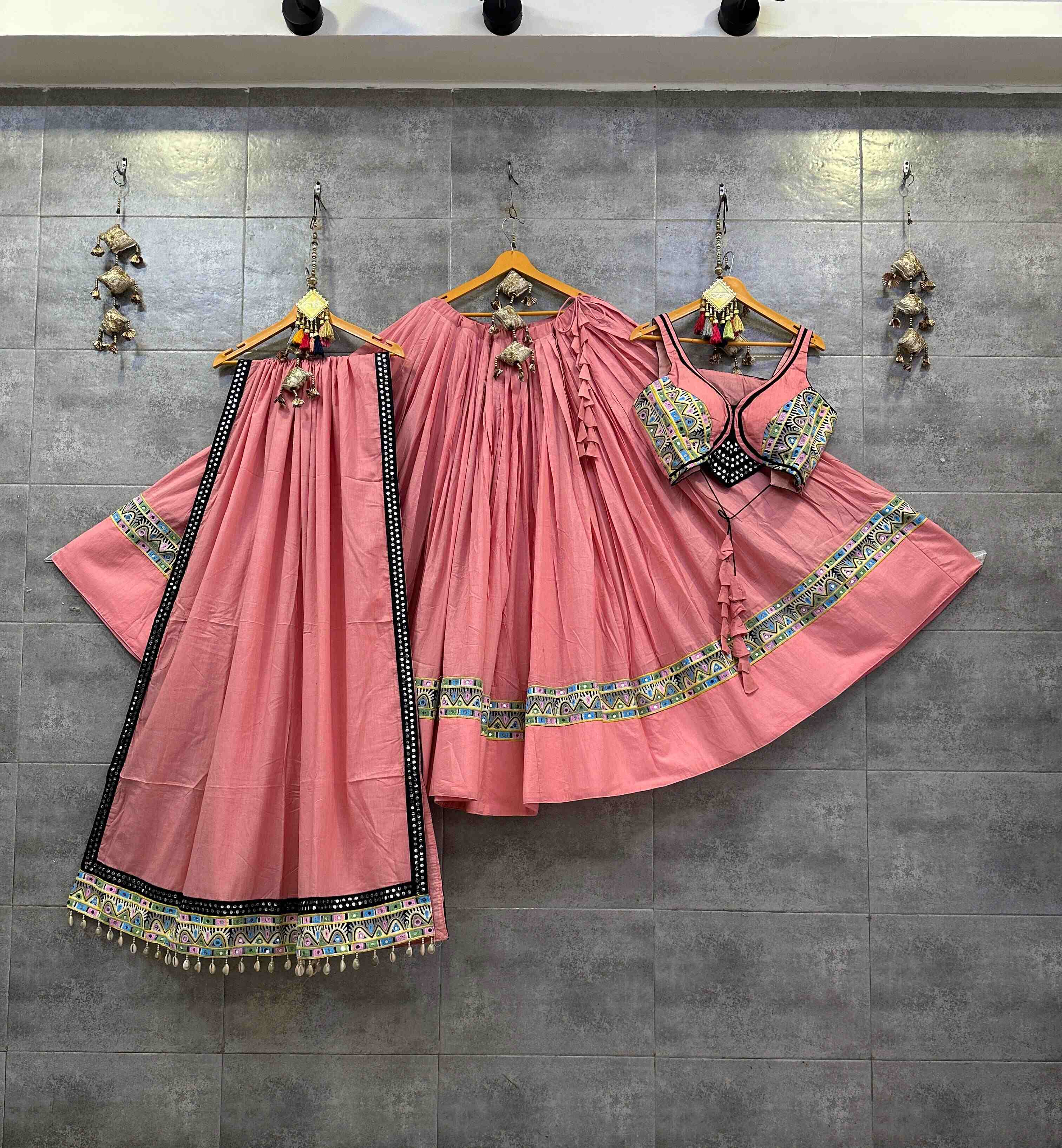 Pastel pink chaniya choli cotton set