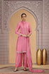 Pink Satin Silk Straight Suit with Farsi Pant & Chiffon Dupatta Straight Suit Anant Tex Exports Pvt.Ltd..