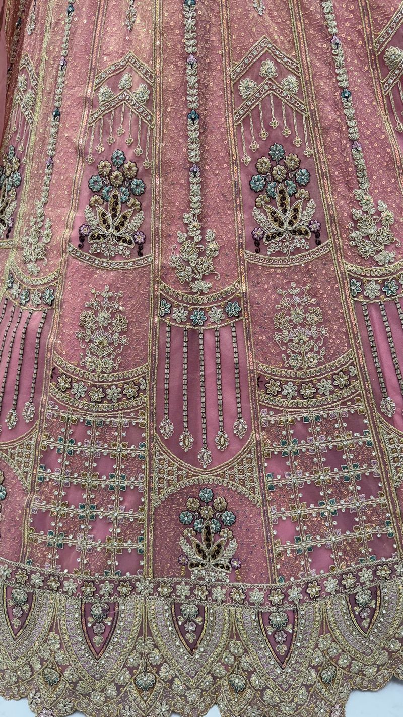Pink Pure Soft Heavy Net Fancy Embroidery Work Bridal Lehenga Choli