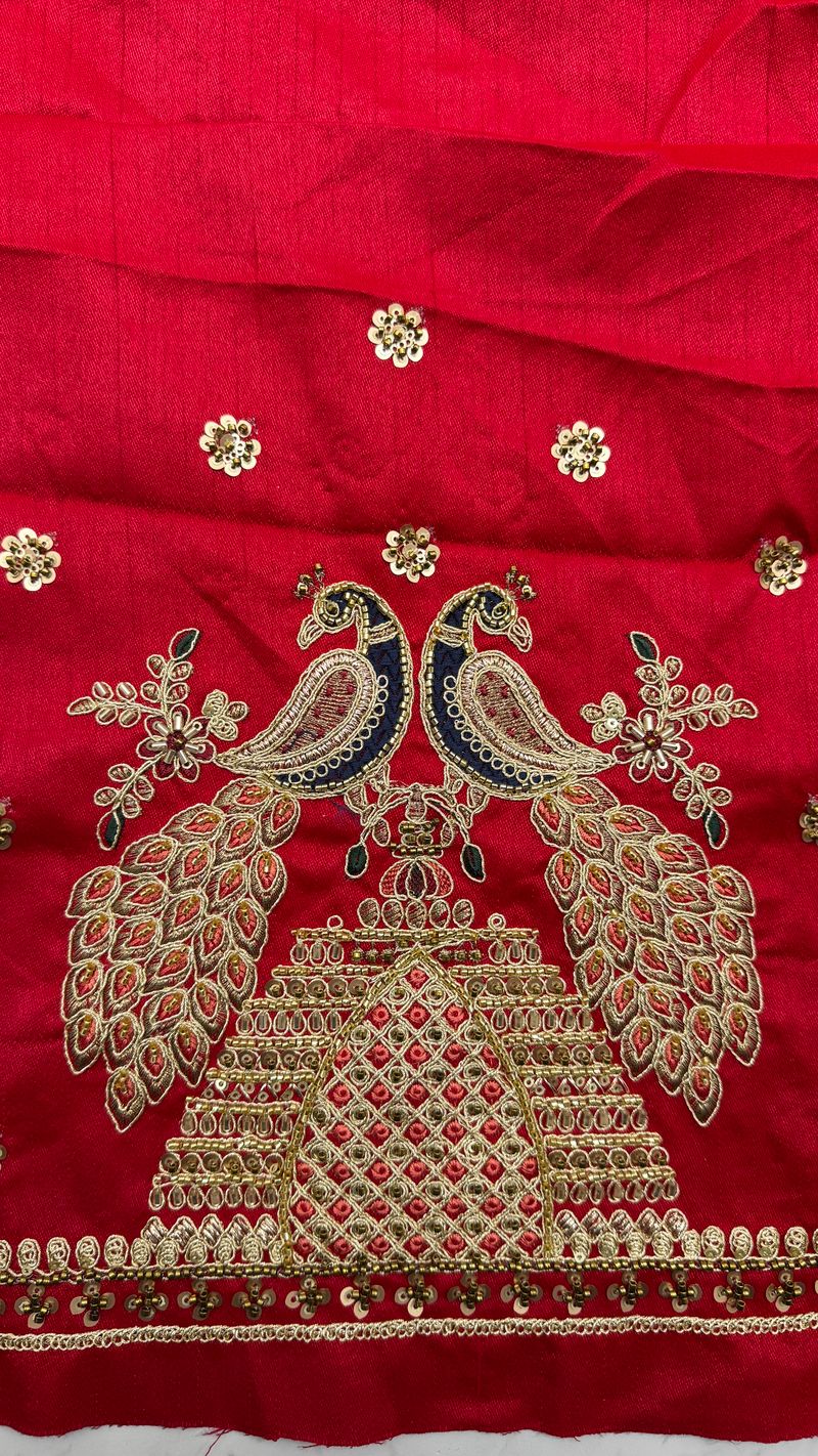 Red Pure Soft Heavy Silk Khatali Work Bridal Lehenga Choli