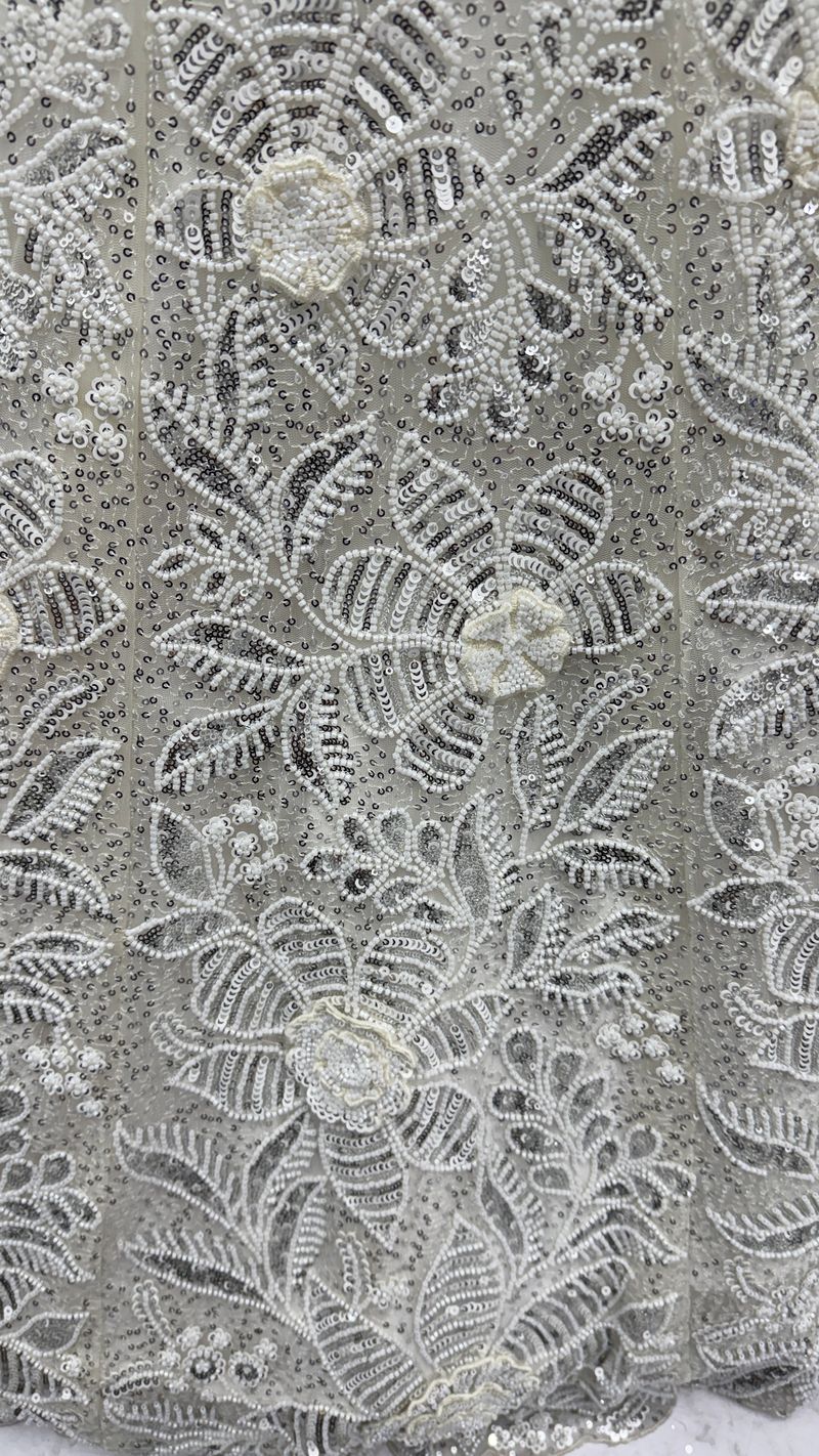 White Pure Soft Net Heavy Embroidery Work Bridal Lehenga