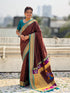 Brown Pure Rakhumai Silk Vitthala Paithani Soft Silk Saree 