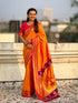 Orange Pure Rakhumai Silk Vitthala Paithani Soft Silk Saree 