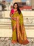 Mehendi Pure Premium Tissue Silk Meenakari Pallu Jaal Zari Tissue Saree 