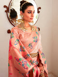 Alluring Beige Zari Woven Traditional Paithani Silk Saree