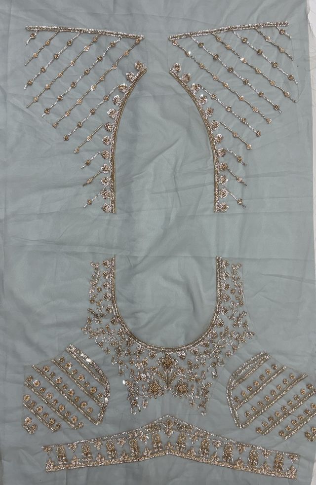 Grey Pure Heavy Net Motif Handwork Zari Sequins Work Bridal Lehenga Choli