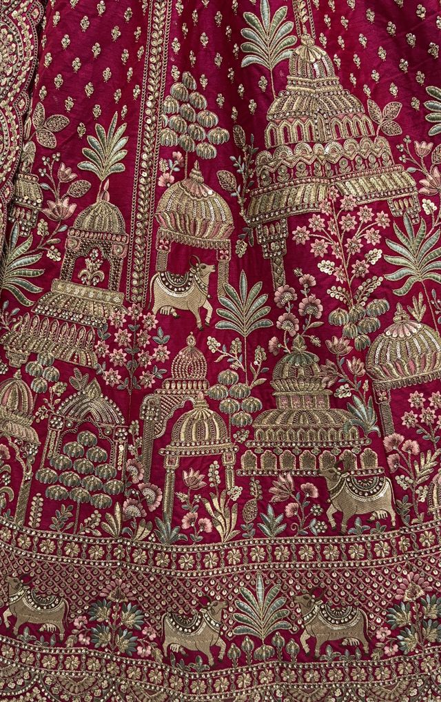 Pink Pure Soft Net Heavy Embroidery Work Bridal Lehenga