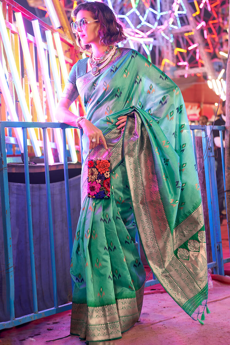 Beautiful Designer Party Wear Handloom Kaitra Weaving Silk Saree