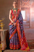 Red & Blue Pure P.V Silk Printed Patan Patola Silk Saree 