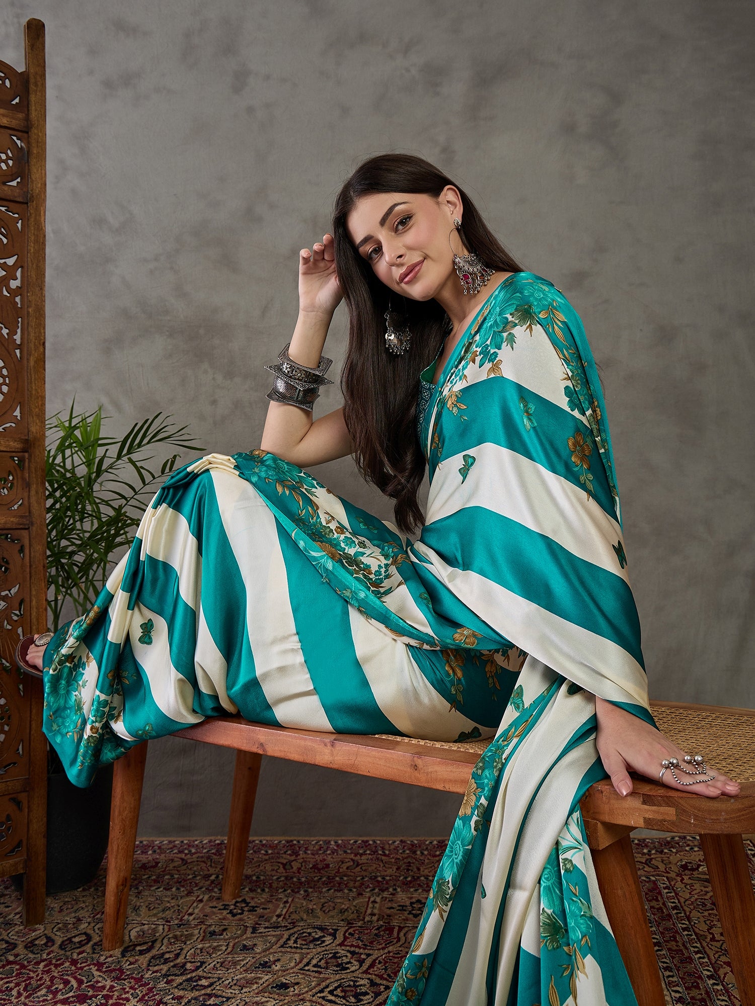 Rama Pure Semi Modal Japan Silk Ajarkh Printed Saree 
