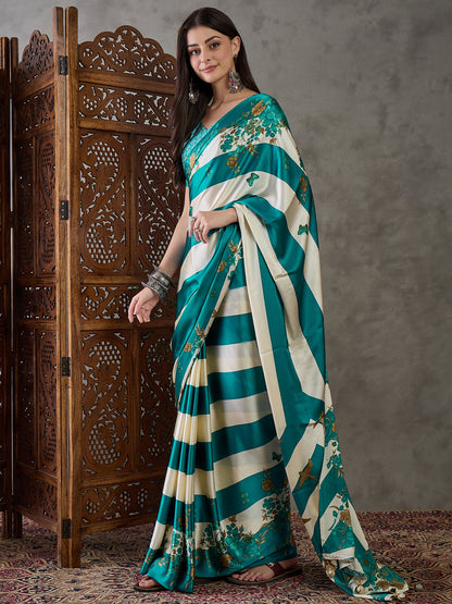 Rama Pure Semi Modal Japan Silk Ajarkh Printed Saree 