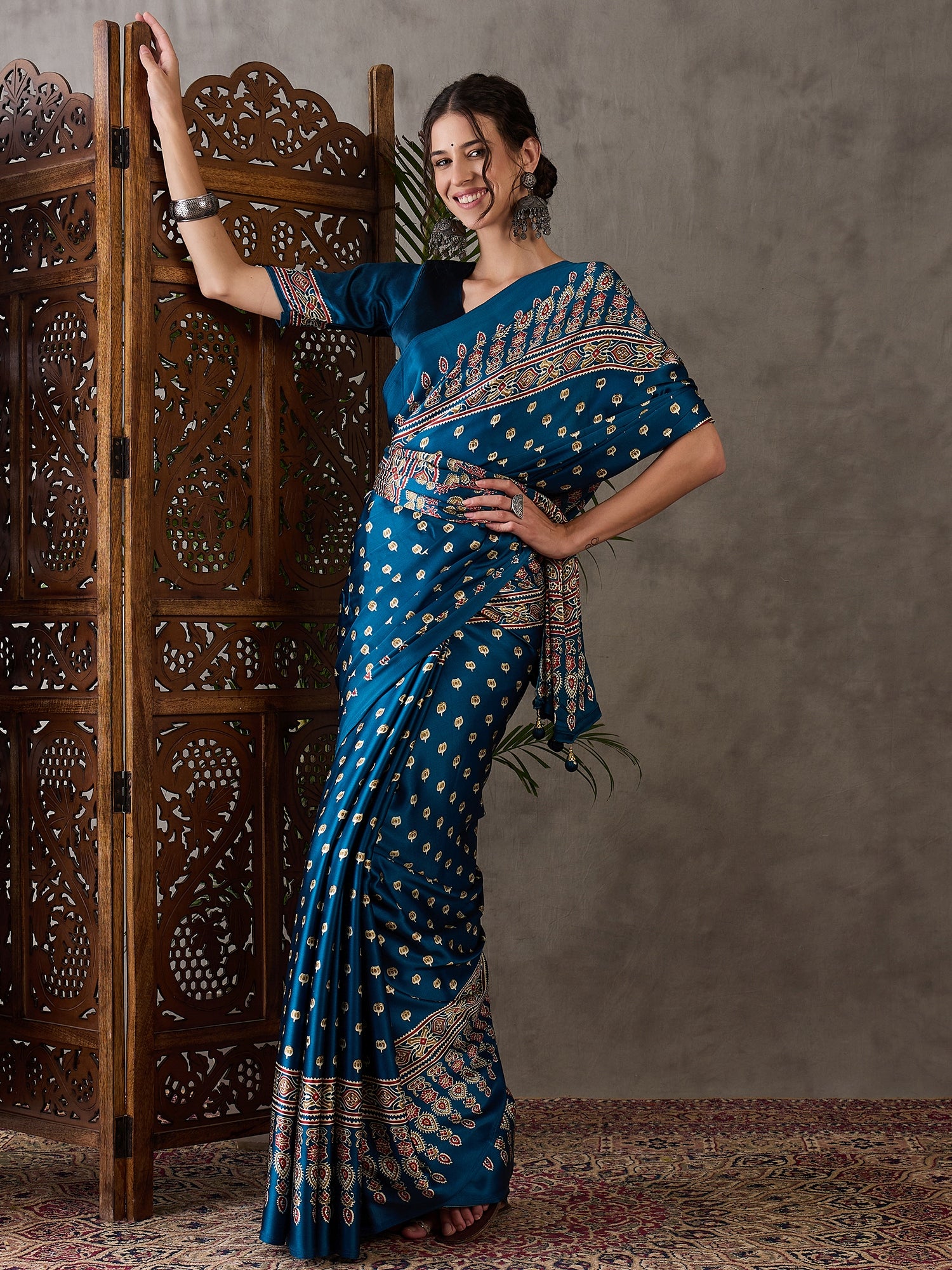 Rana Pure Semi Modal Silk Floral Printed Saree 
