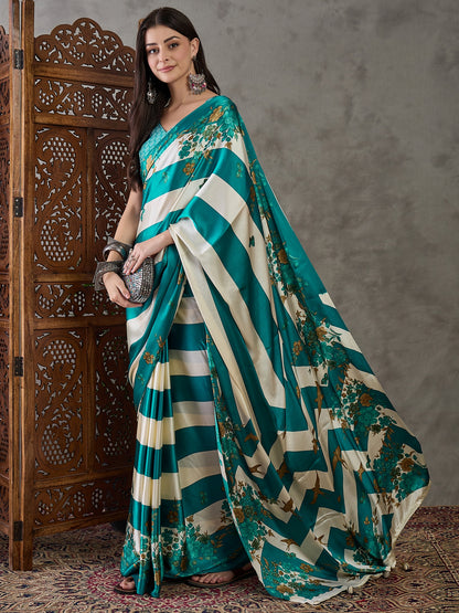 Rama Pure Semi Modal Japan Silk Ajarkh Printed Saree 