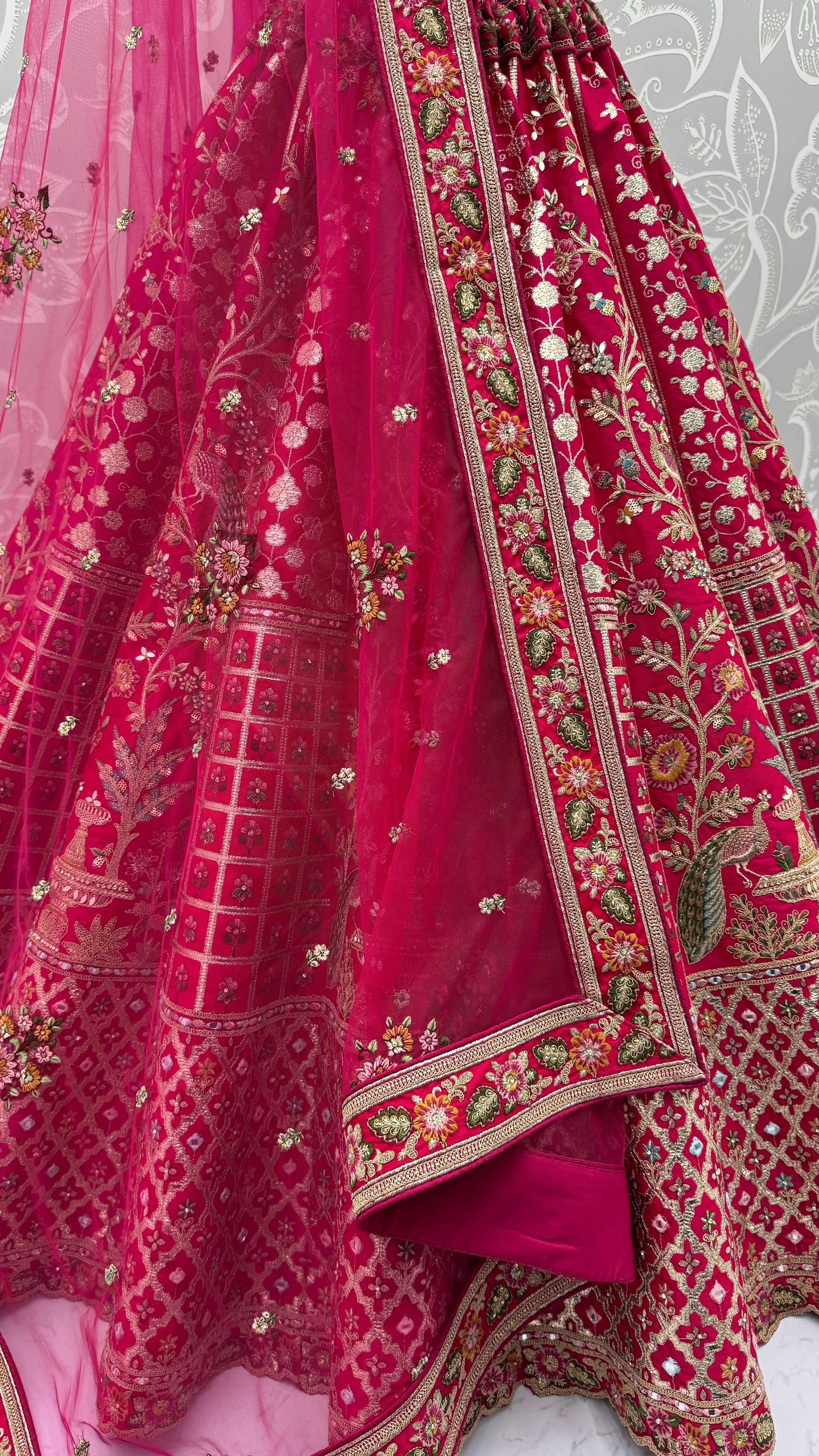 Rani Pure Soft Gadhwal Silk Heavy Embroidery Work Bridal Lehenga Choli