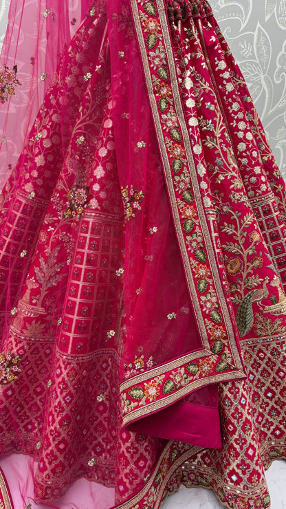 Rani Pure Soft Gadhwal Silk Heavy Embroidery Work Bridal Lehenga Choli