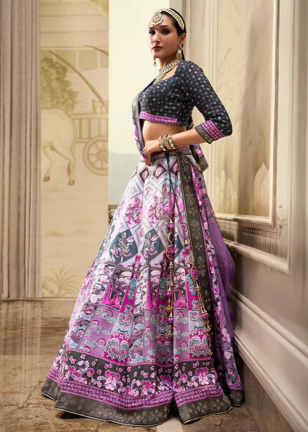 Lavender Pink Banarasi Silk Lehenga Choli with Elegant Zari Weaving