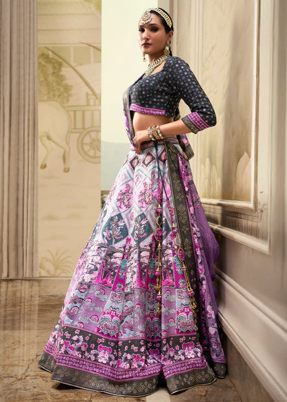 Lavender Pink Banarasi Silk Lehenga Choli with Elegant Zari Weaving