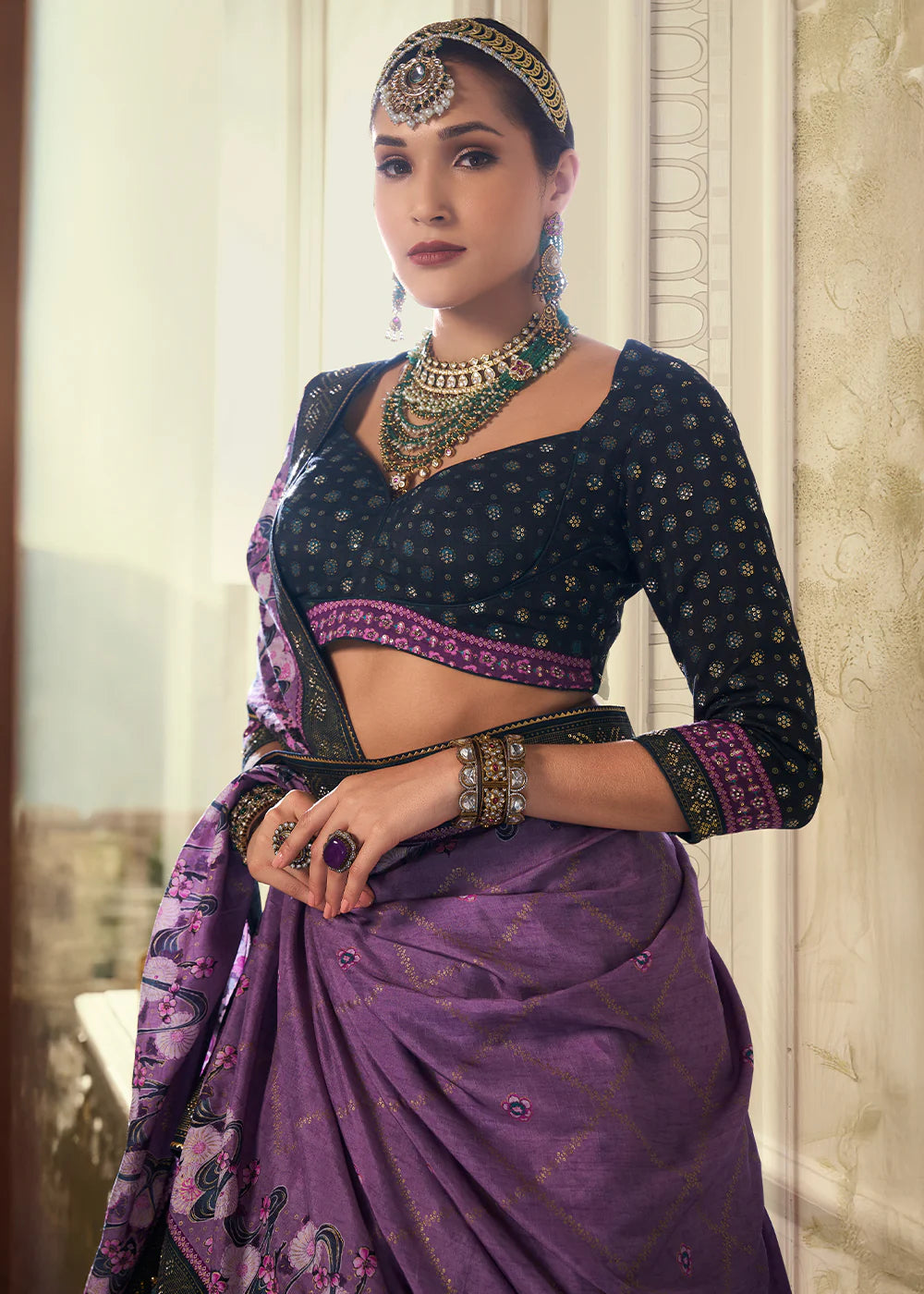 Lavender Pink Banarasi Silk Lehenga Choli with Elegant Zari Weaving