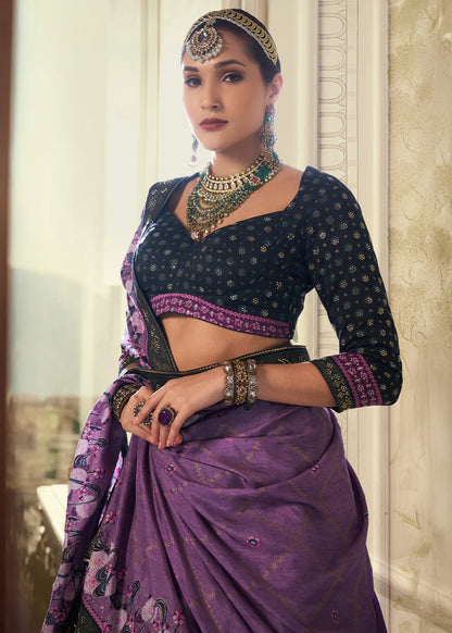 Lavender Pink Banarasi Silk Lehenga Choli with Elegant Zari Weaving
