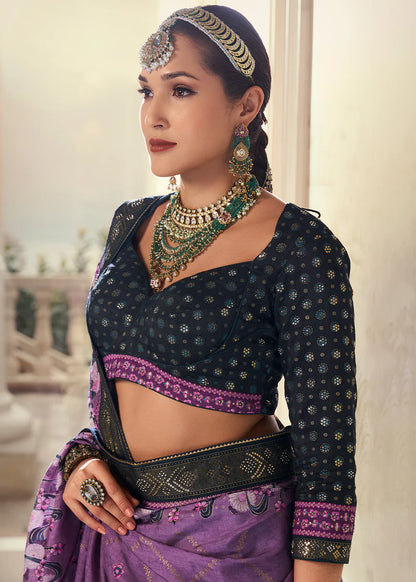 Lavender Pink Banarasi Silk Lehenga Choli with Elegant Zari Weaving