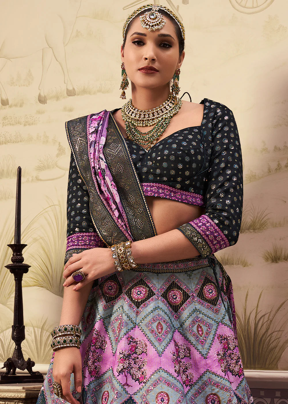 Lavender Pink Banarasi Silk Lehenga Choli with Elegant Zari Weaving