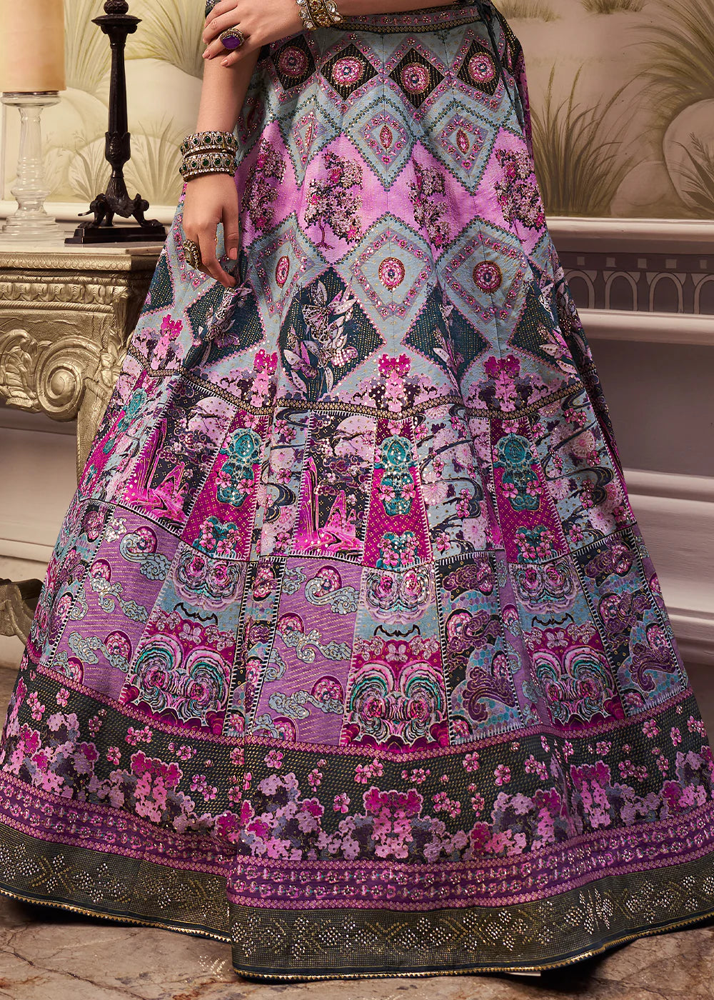 Lavender Pink Banarasi Silk Lehenga Choli with Elegant Zari Weaving