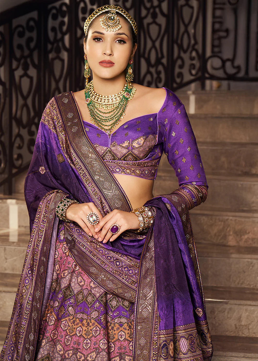 Royal Purple Banarasi Silk Lehenga Choli with Intricate Zari Work