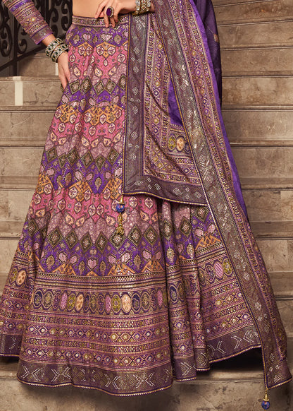 Royal Purple Banarasi Silk Lehenga Choli with Intricate Zari Work
