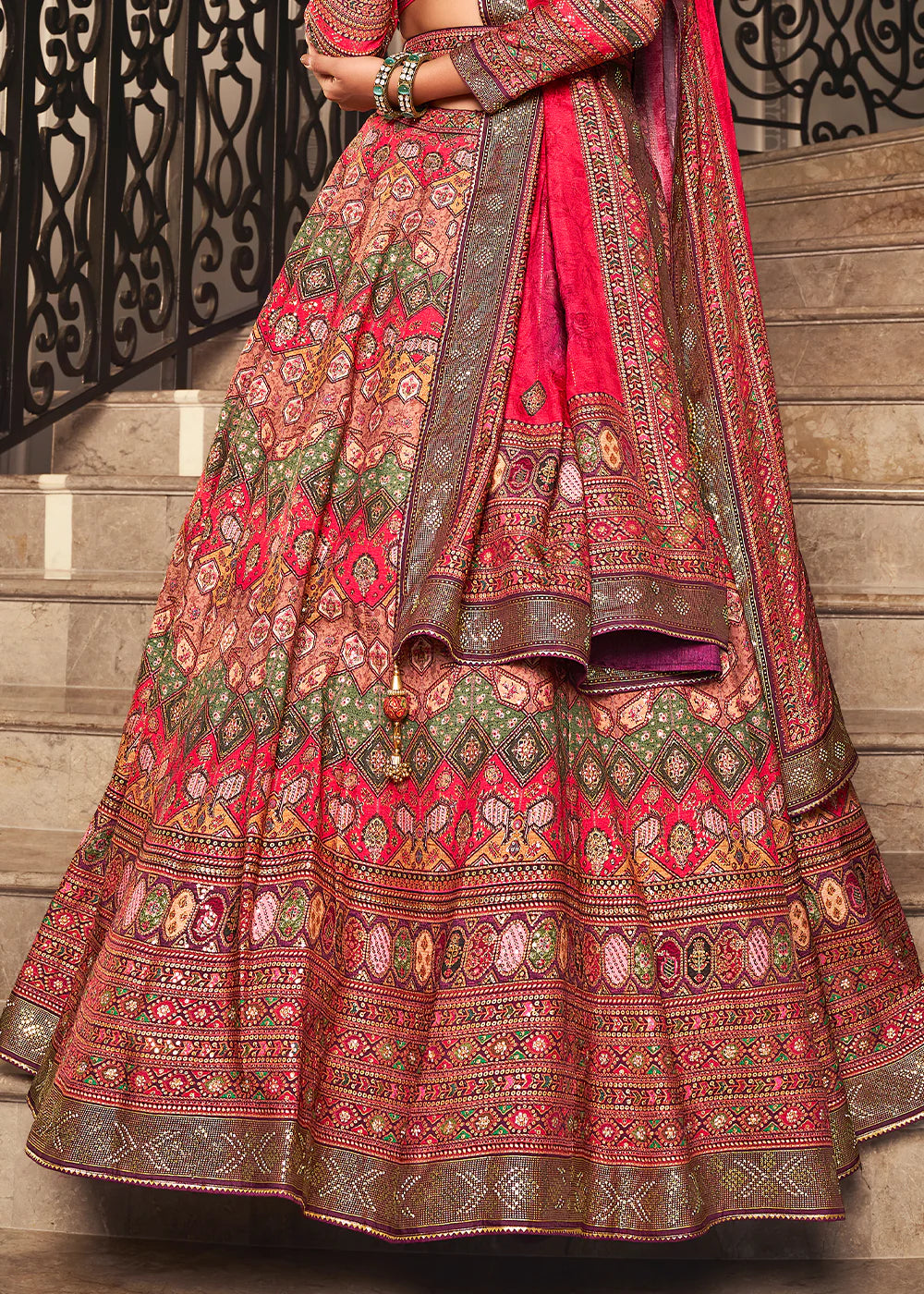 Red Banarasi Silk Lehenga Choli with Heavy Traditional Weaving
