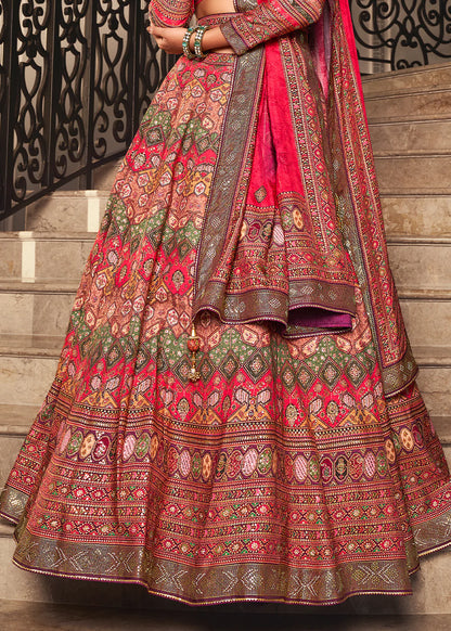 Red Banarasi Silk Lehenga Choli with Heavy Traditional Weaving