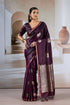 Wine Pure Soft Satin Pichwai Handloom Weaving Saree 