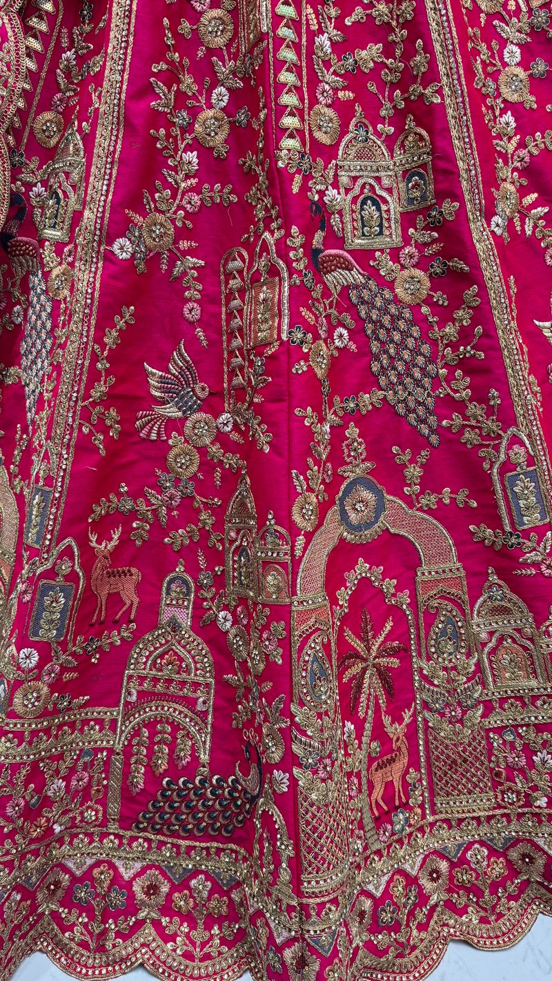 Pink Pure Soft Silk Heavy Embroidery Work Bridal Lehenga 