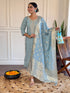Sky Blue Viscose Chanderi Kurti Set with Jacquard Dupatta