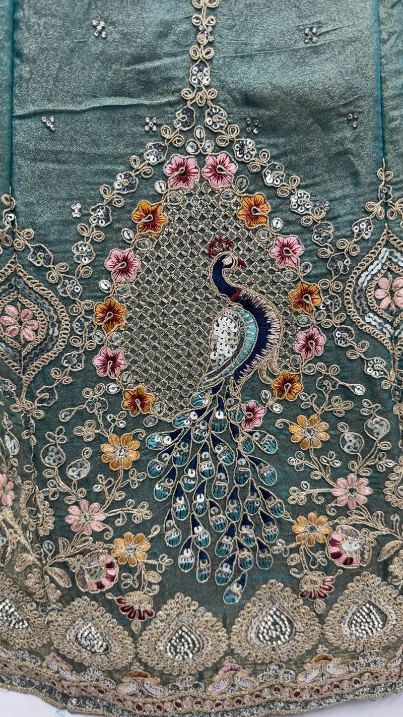 Grey Pure Soft Gadhwal Silk Heavy Embroidery Work Bridal Lehenga