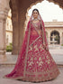 Rani Pink Pure Soft Silk Heavy Embroidery Work Bridal Lehenga 