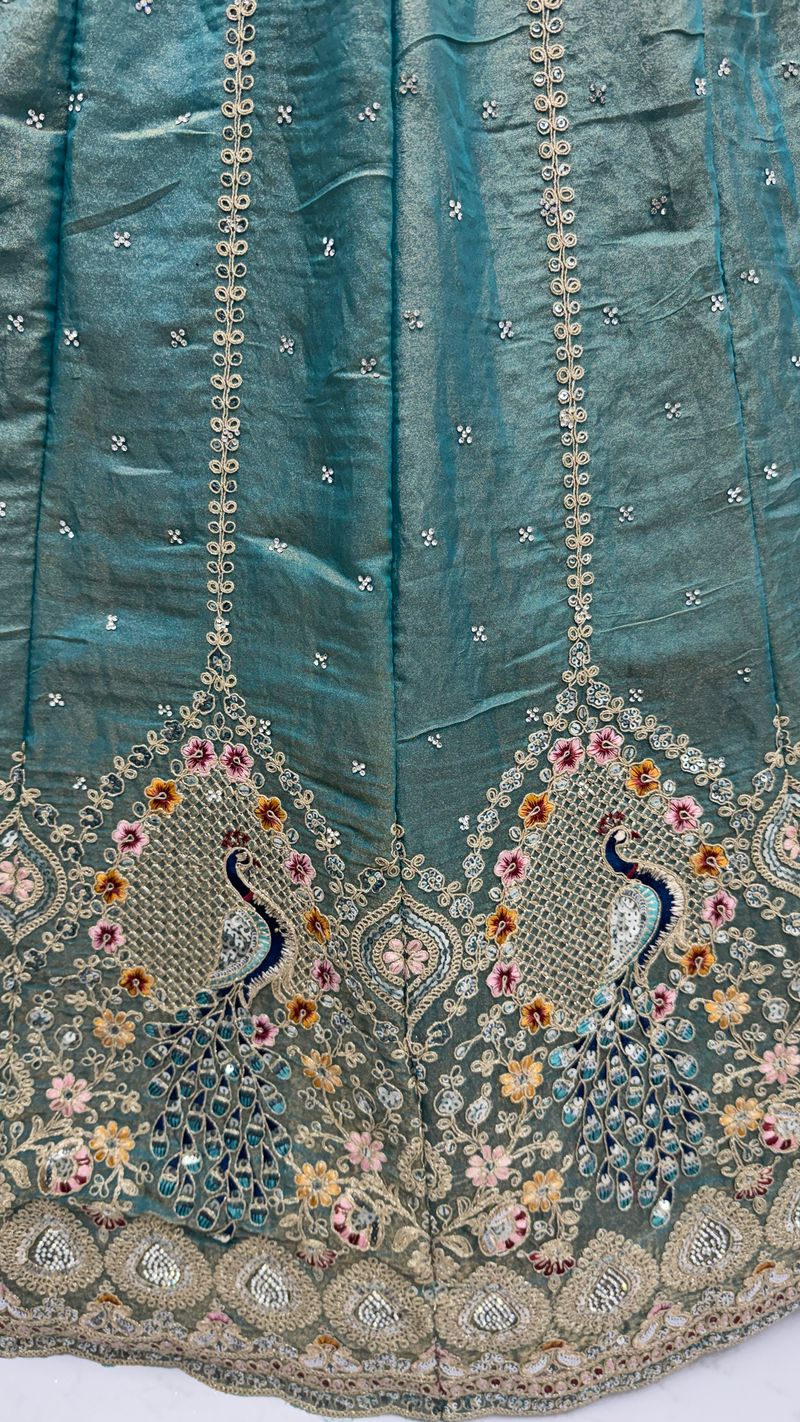 Grey Pure Soft Gadhwal Silk Heavy Embroidery Work Bridal Lehenga