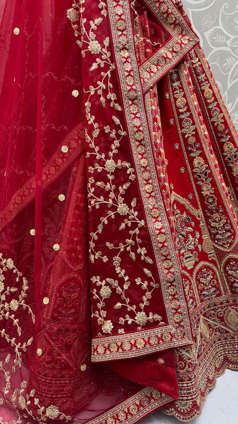 Pink Pure Soft Gadhwal Silk Premium Bridal Lehenga Choli