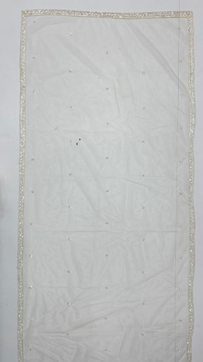 White Pure Heavy Net Motif Handwork Zari Sequins Work Bridal Lehenga Choli
