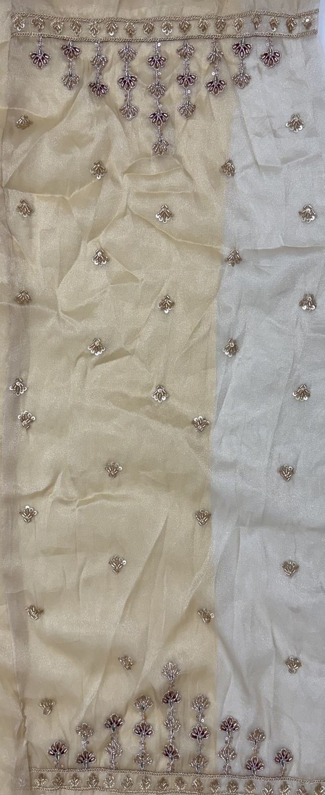 Off White Pure Chandnia Silk Handwork Motif Peacock Pattern Crystal Beads Multi Thread Dori &amp; Sequins Work Bridal Lehenga Choli
