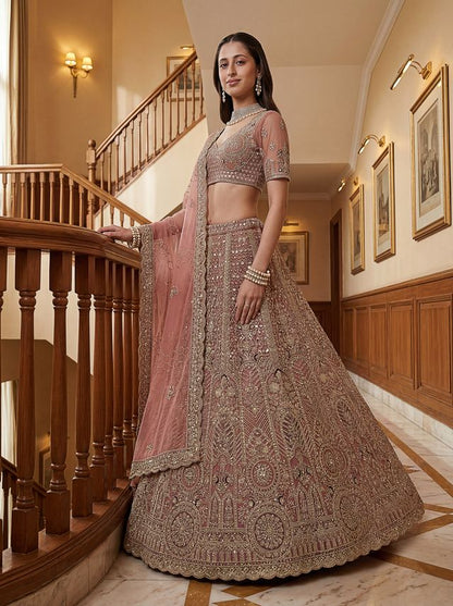Pyazi Pure Soft Heavy Net Sequins Embroidery Work Bridal Lehenga 