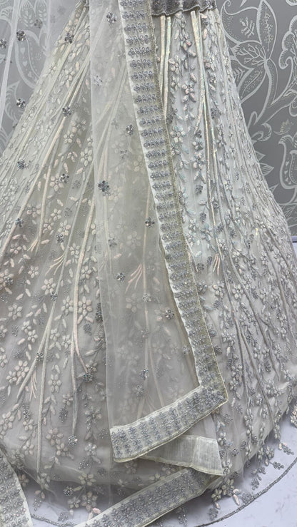 White Pure Soft Net Heavy Embroidery Work Bridal Lehenga Bridal Lehenga Anant Tex Exports Pvt.Ltd..
