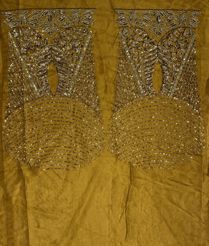 Golden Pure Soft Net Heavy Embroidery Work Bridal Lehenga 
