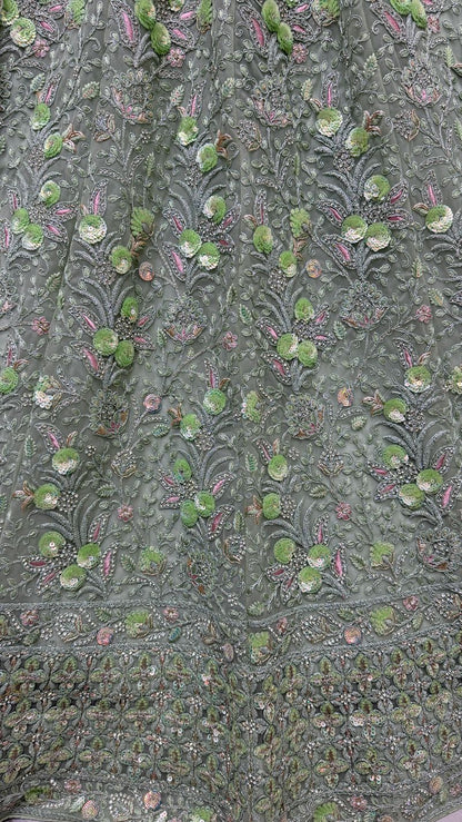 Pista Pure Soft Net Heavy Embroidery Work Bridal Lehenga 